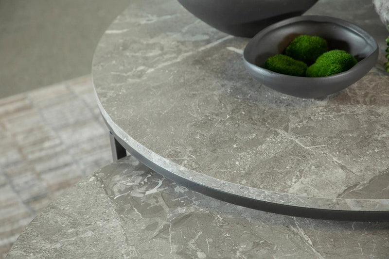 Lainey Round 2-piece Nesting Coffee Table Grey and Gunmetal - Furniture Center (NY)