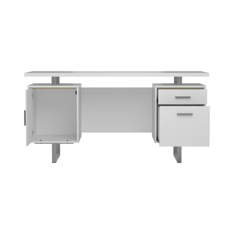 Lawtey Floating Top Office Desk White Gloss - Furniture Center (NY)