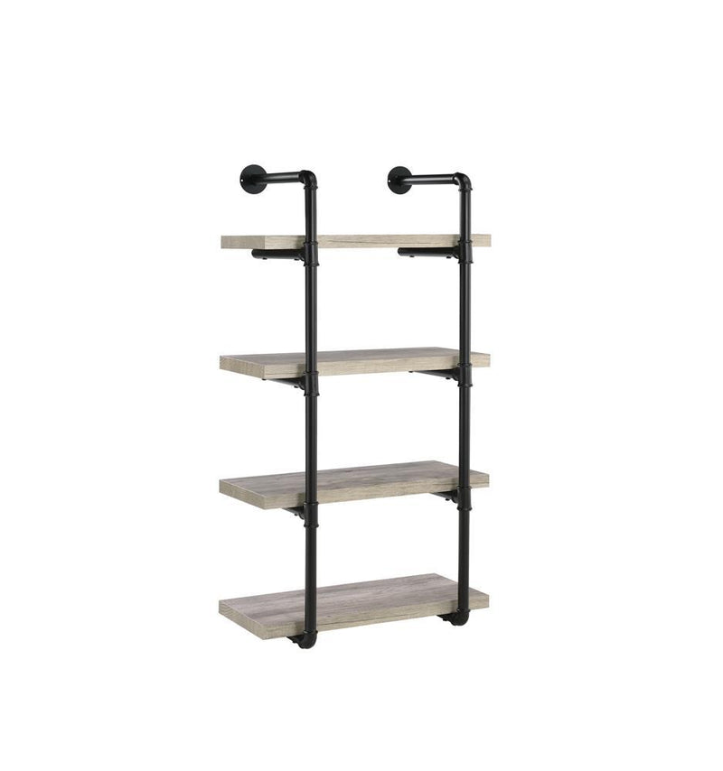 Elmcrest 24-inch Wall Shelf Black and Rustic Oak - Furniture Center (NY)