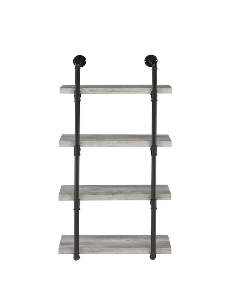 Elmcrest 24-inch Wall Shelf Black and Grey Driftwood - Furniture Center (NY)