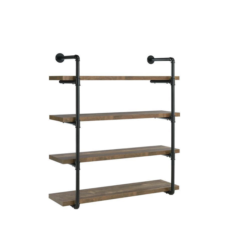 Elmcrest 40-inch Wall Shelf Black and Grey Driftwood - Furniture Center (NY)