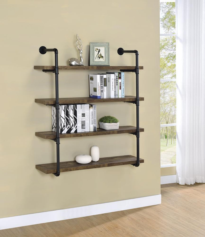Elmcrest 40-inch Wall Shelf Black and Grey Driftwood - Furniture Center (NY)