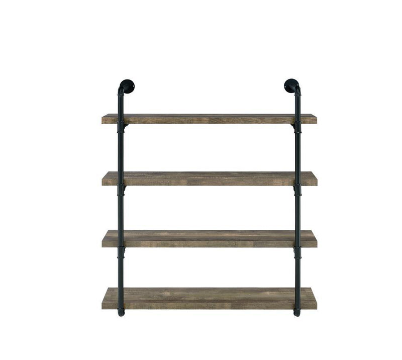 Elmcrest 40-inch Wall Shelf Black and Rustic Oak - Furniture Center (NY)