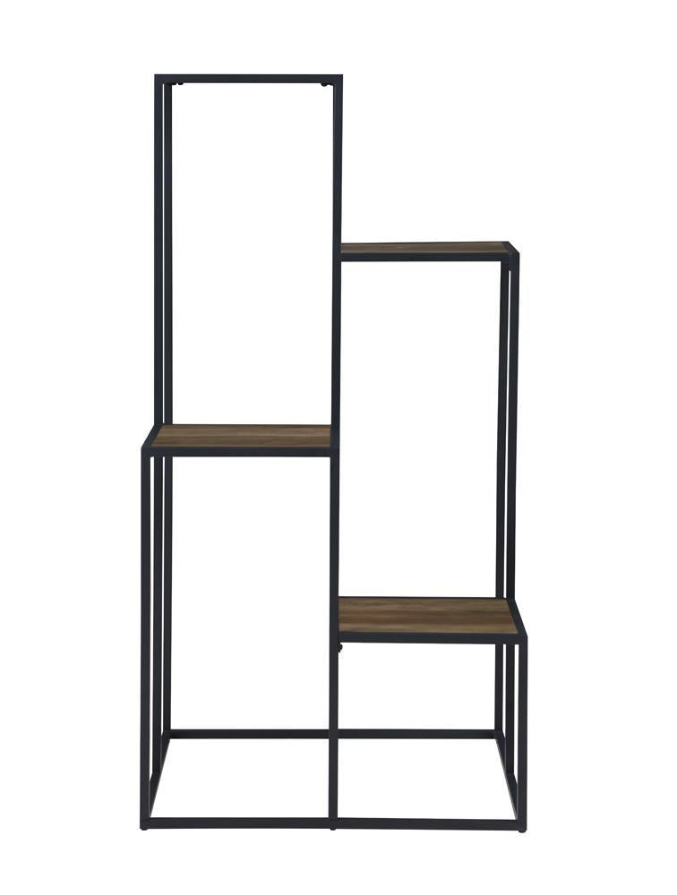 Rito 4-tier Display Shelf Rustic Brown and Black - Furniture Center (NY)