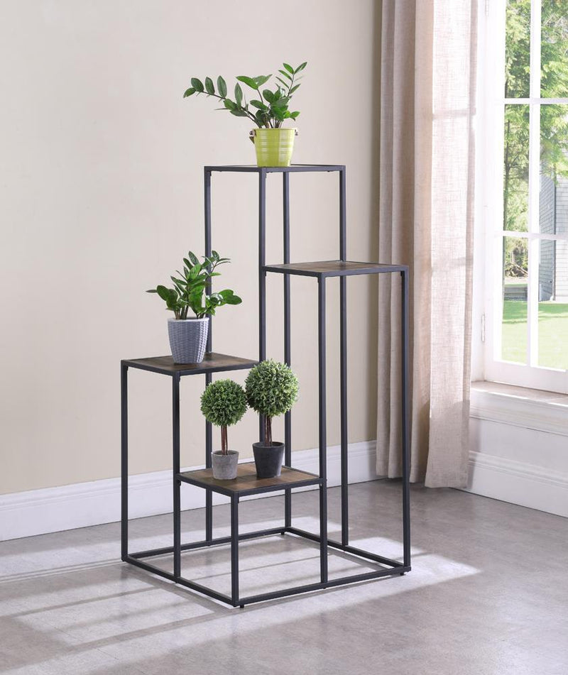 Rito 4-tier Display Shelf Rustic Brown and Black - Furniture Center (NY)