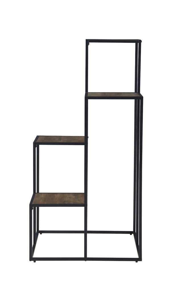 Rito 4-tier Display Shelf Rustic Brown and Black - Furniture Center (NY)