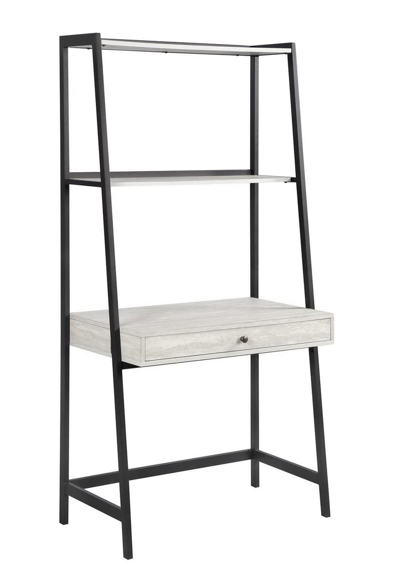 Pinckard 1-drawer Ladder Desk Grey Stone and Black - Furniture Center (NY)