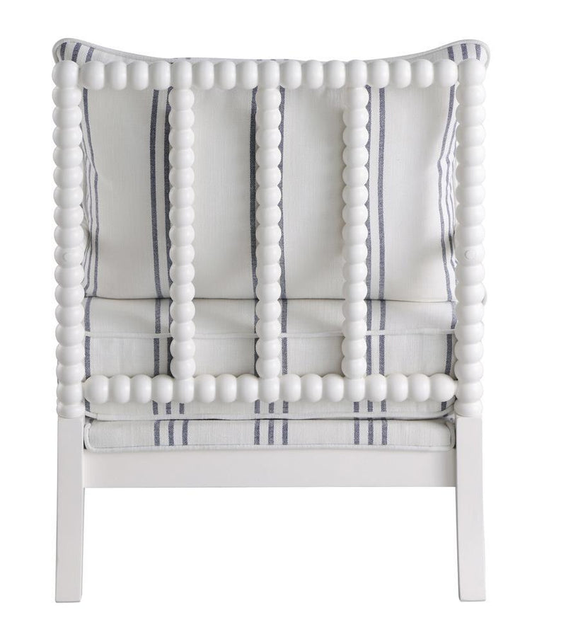 Blanchett Upholstered Accent Chair with Spindle Accent White and Navy - Furniture Center (NY)
