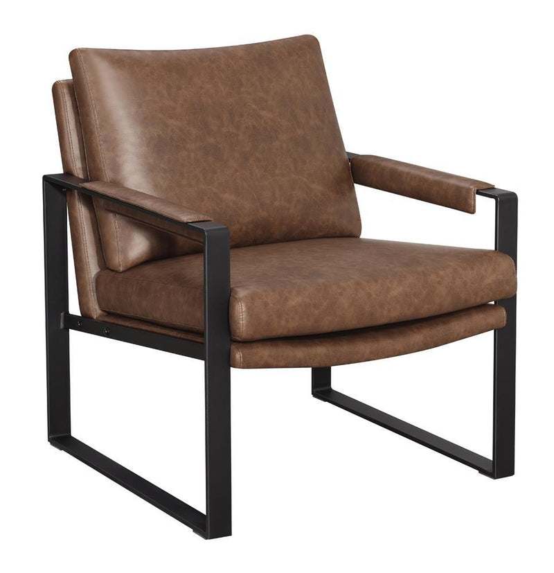 Rosalind Upholstered Accent Chair with Removable Cushion Umber Brown and Gunmetal - Furniture Center (NY)