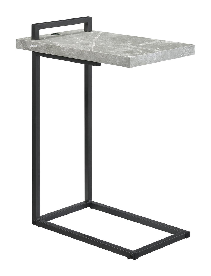 Maxwell C-shaped Accent Table Cement and Gunmetal - Furniture Center (NY)