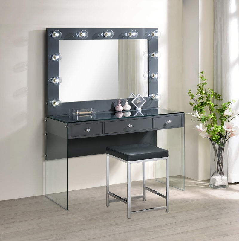 Afshan Upholstered Square Padded Cushion Vanity Stool - Furniture Center (NY)