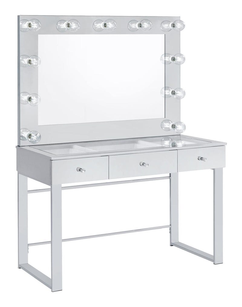 Umbridge 3-drawer Vanity with Lighting Chrome and White - Furniture Center (NY)