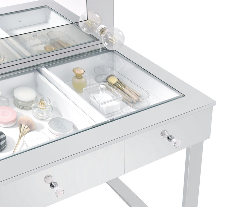 Umbridge 3-drawer Vanity with Lighting Chrome and White - Furniture Center (NY)