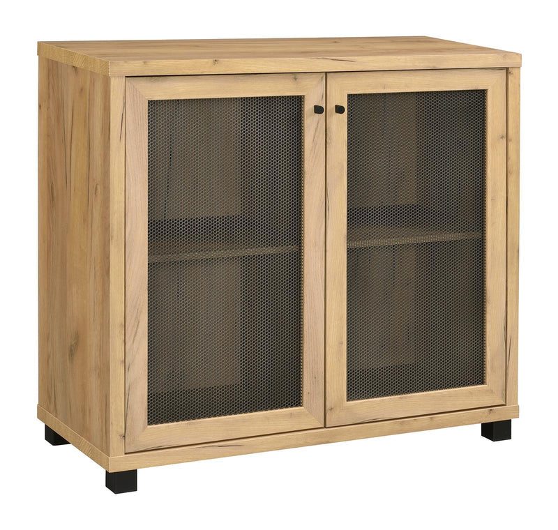 Mchale Accent Cabinet with Two Mesh Doors Golden Oak - Furniture Center (NY)