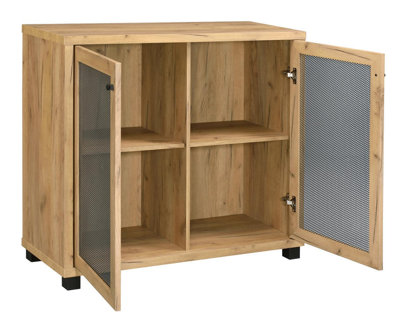 Mchale Accent Cabinet with Two Mesh Doors Golden Oak - Furniture Center (NY)