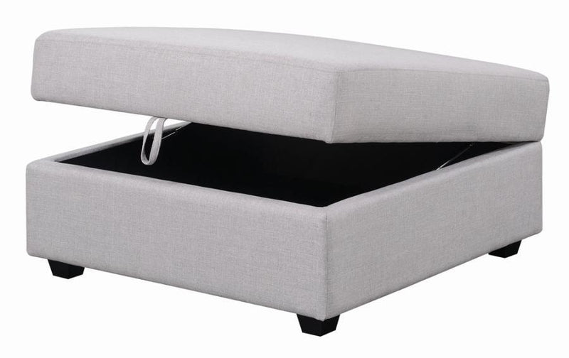 Cambria Upholstered Square Storage Ottoman Grey - Furniture Center (NY)
