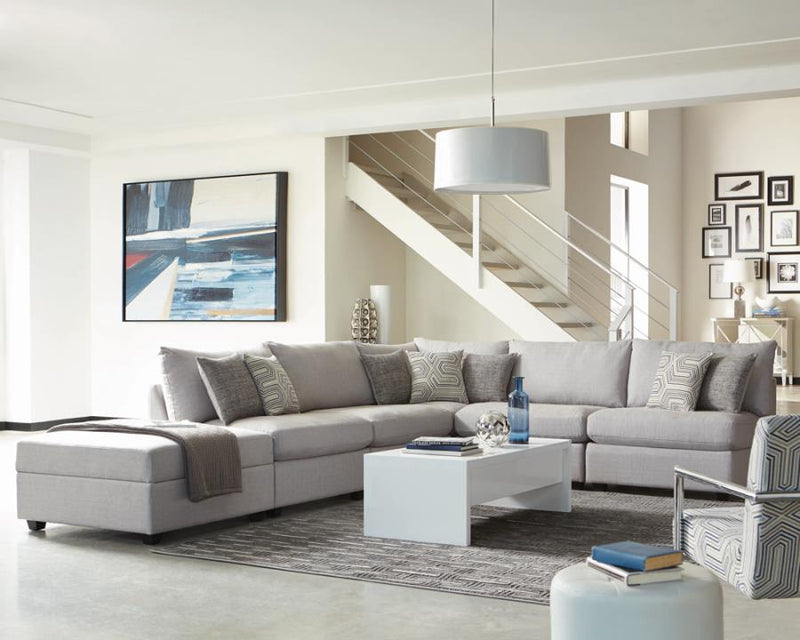 Cambria Upholstered Square Storage Ottoman Grey - Furniture Center (NY)