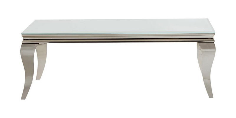 Luna Rectangle Coffee Table White and Chrome - Furniture Center (NY)