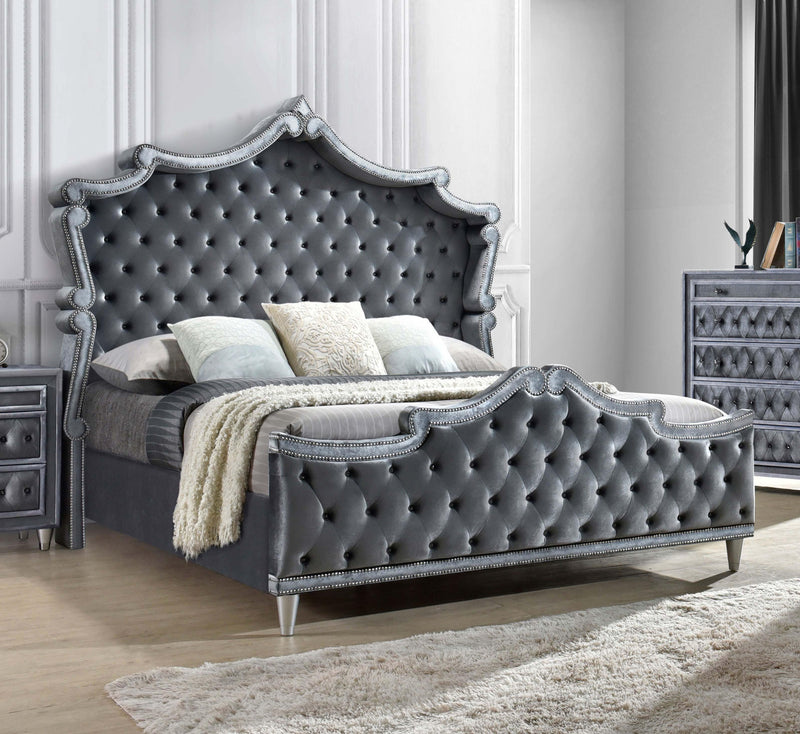 Antonella Upholstered Tufted Eastern King Bed Grey - Furniture Center (NY)