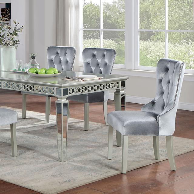 ADALIA Dining Table, Silver - Furniture Center (NY)
