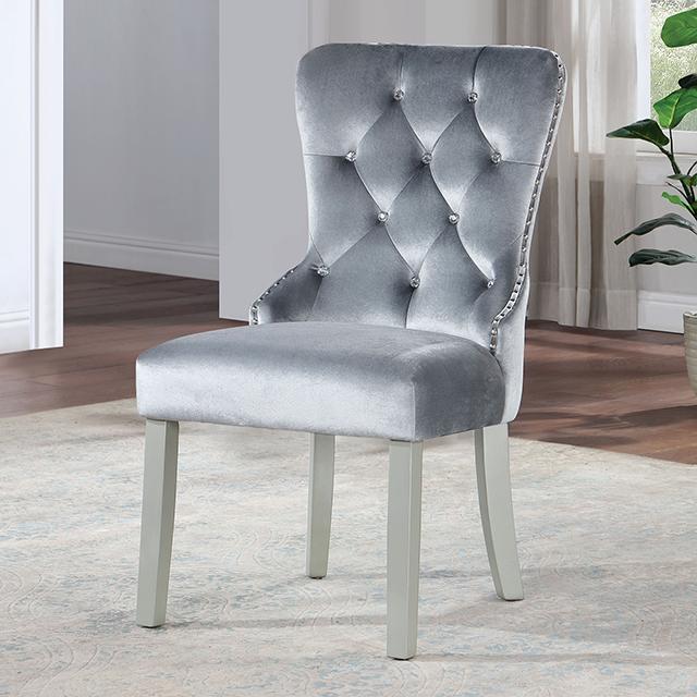 ADALIA Wingback Chair (2/CTN), Silver/Dark Gray - Furniture Center (NY)