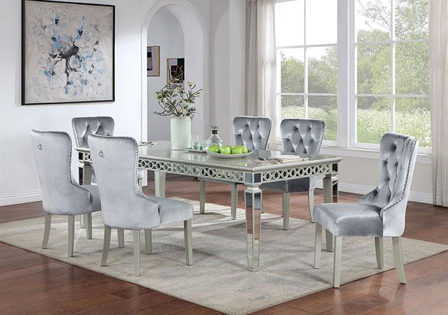 ADALIA Wingback Chair (2/CTN), Silver/Dark Gray - Furniture Center (NY)