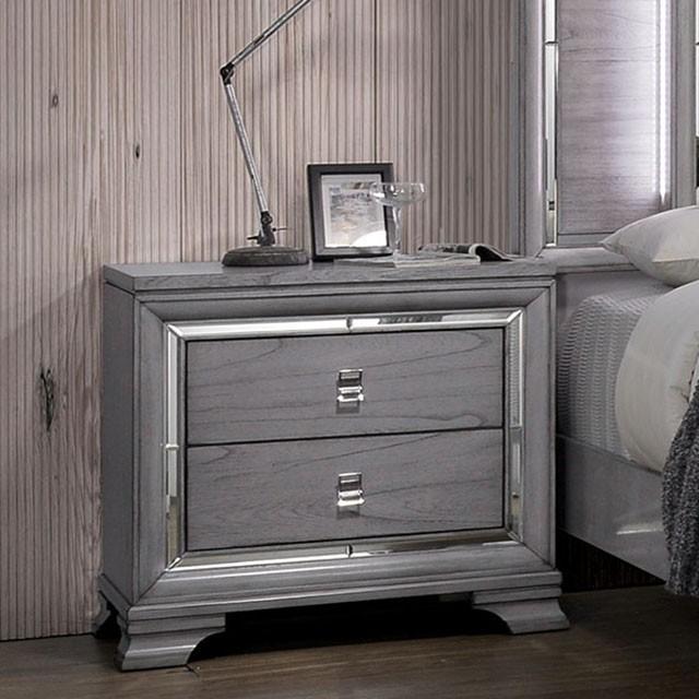 Alanis Light Gray Night Stand - Furniture Center (NY)