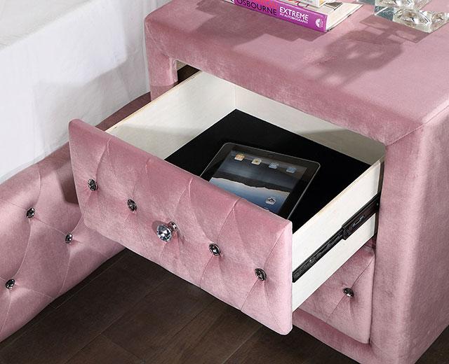 ZOHAR Night Stand, Pink - Furniture Center (NY)