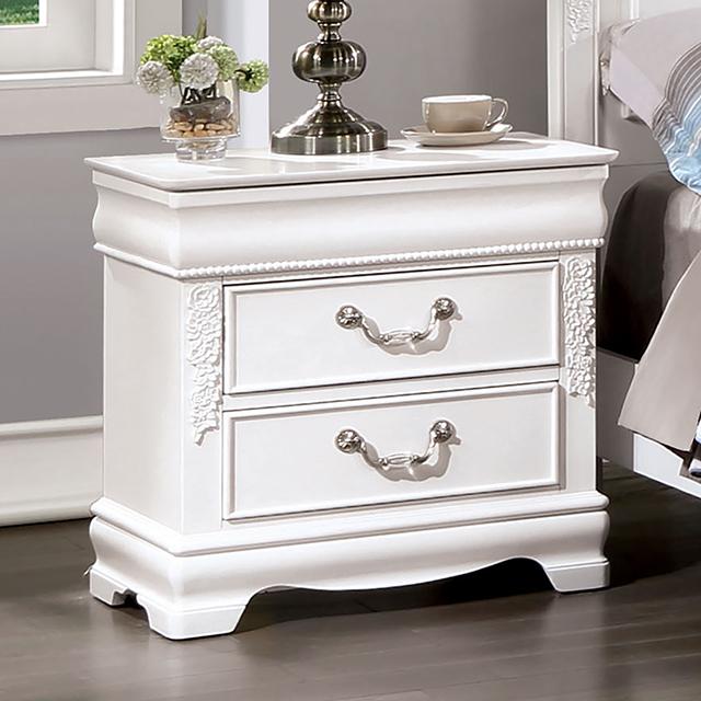 ALECIA Night Stand w/ USB, White - Furniture Center (NY)