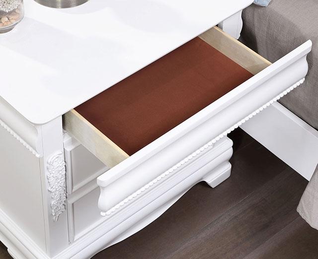 ALECIA Night Stand w/ USB, White - Furniture Center (NY)