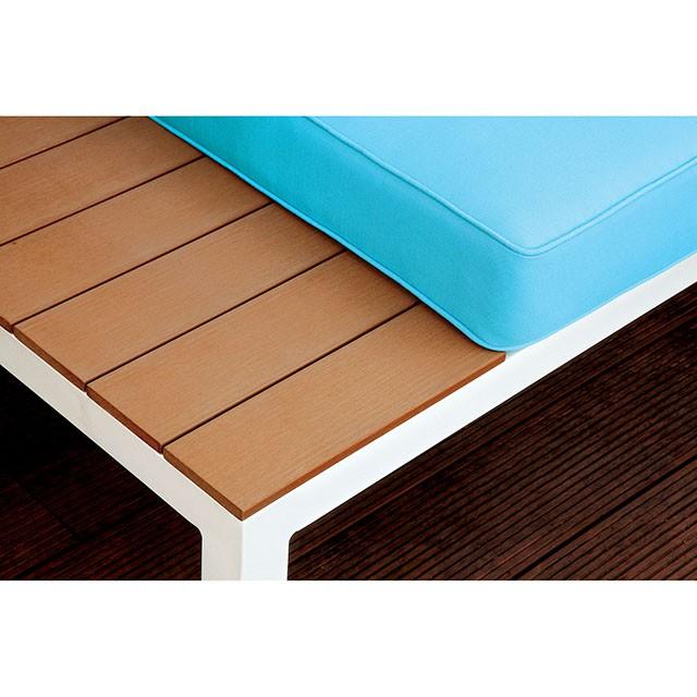WINONA White/Oak/Blue Patio Sectional w/ Table - Furniture Center (NY)