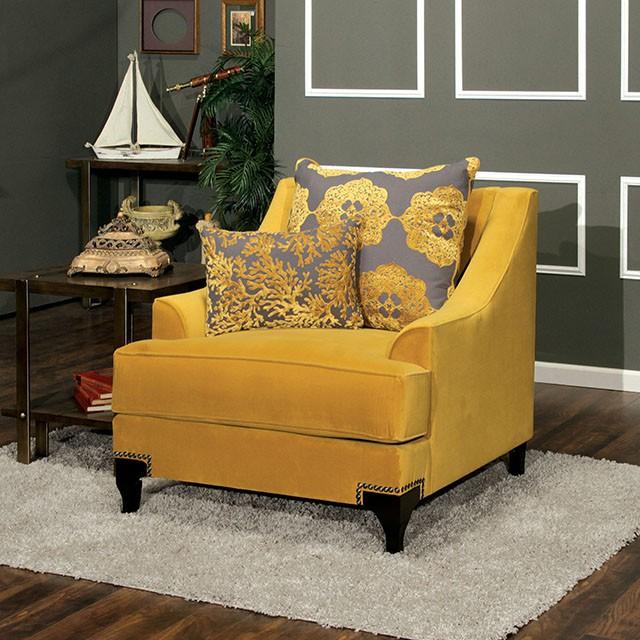 Wolver Gold/Gray Chair, Gold - Furniture Center (NY)