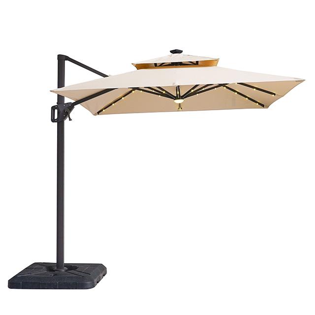 Xico 8 Ft Square Umbrella w/ Double Top w/ LED Light + 37" Large Base - Furniture Center (NY)