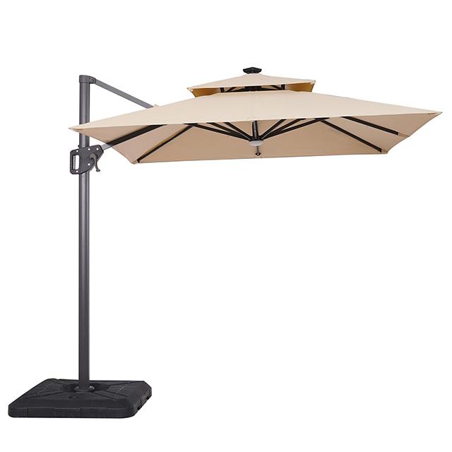 Xico 8 Ft Square Umbrella w/ Double Top w/ LED Light + 37" Large Base - Furniture Center (NY)