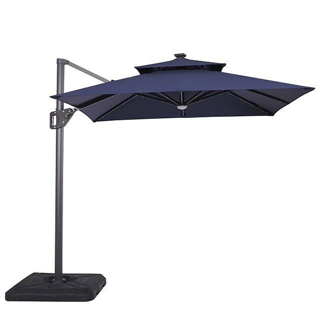 Xico 8 Ft Square Umbrella w/ Double Top w/ LED Light + 37" Large Base - Furniture Center (NY)