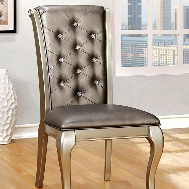 AMINA Champagne Side Chair (2/CTN) - Furniture Center (NY)