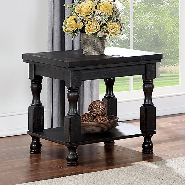 CALANDRA End Table, Antique Black - Furniture Center (NY)