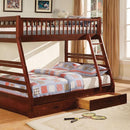 California II Cherry Twin/Full Bunk Bed w/ 2 Drawers Cherry, Walnut, Grey, &Oak - Furniture Center (NY)
