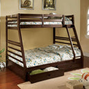 California II Cherry Twin/Full Bunk Bed w/ 2 Drawers Cherry, Walnut, Grey, &Oak - Furniture Center (NY)