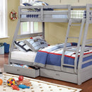 California II Cherry Twin/Full Bunk Bed w/ 2 Drawers Cherry, Walnut, Grey, &Oak - Furniture Center (NY)