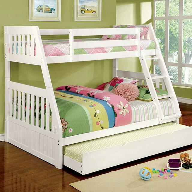 CANBERRA II White Twin/Full Bunk Bed - Furniture Center (NY)