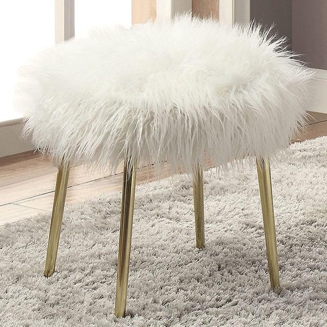 Caoimhe White/Gold Ottoman - Furniture Center (NY)