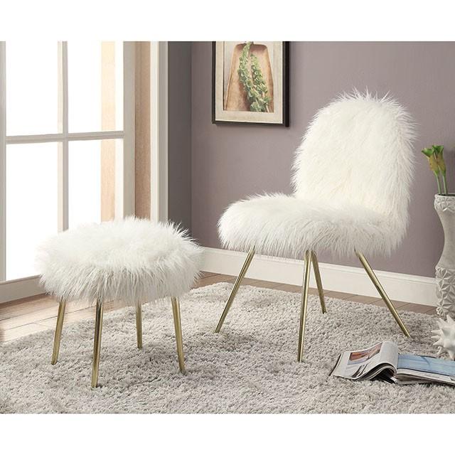 Caoimhe White/Gold Accent Chair - Furniture Center (NY)