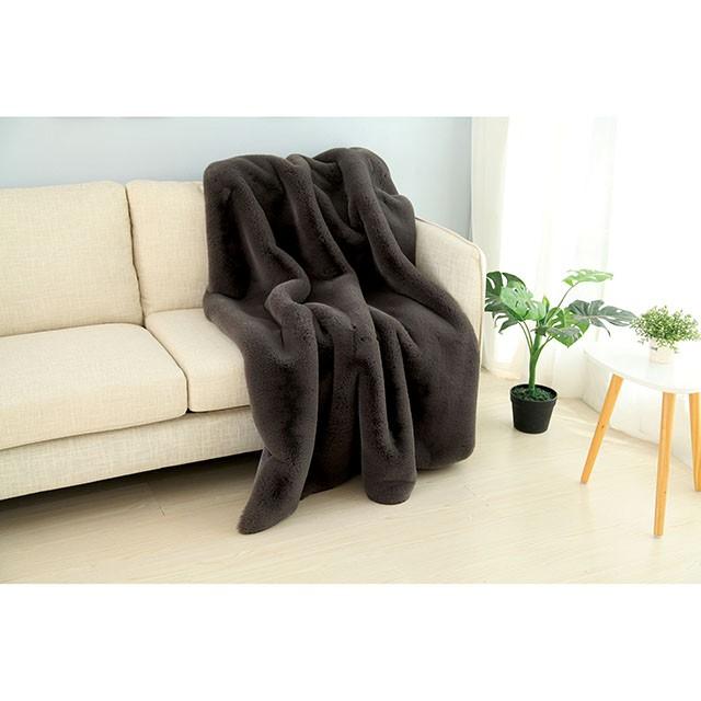 Caparica Charcoal Throw, Silver - Furniture Center (NY)