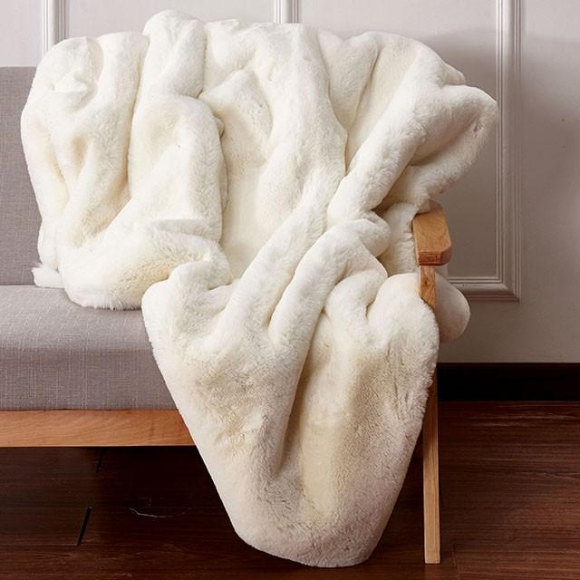 Caparica Off White Throw, Off White - Furniture Center (NY)