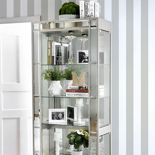 Carrollton Chrome Curio Cabinet - Furniture Center (NY)