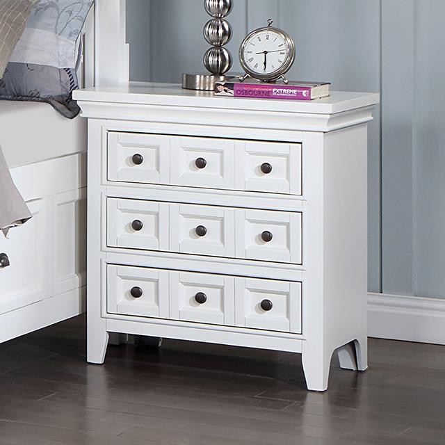 CASTILE Night Stand w/ USB, White - Furniture Center (NY)