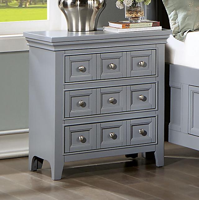 CASTLILE Night Stand w/ USB, Gray - Furniture Center (NY)