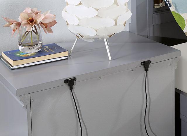 CASTLILE Night Stand w/ USB, Gray - Furniture Center (NY)