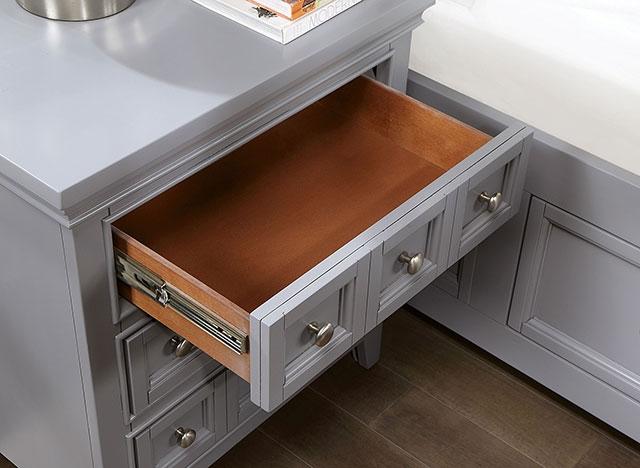 CASTLILE Night Stand w/ USB, Gray - Furniture Center (NY)